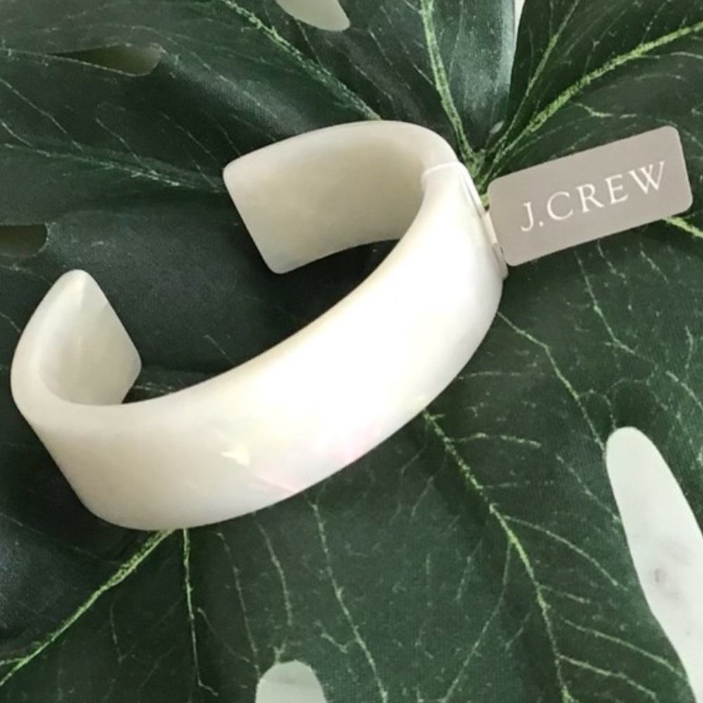 J.Crew Iridescent Ivory Acetate Cuff Bracelet Medium/ Large New With Tag